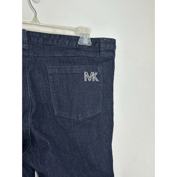 Michael Kors Women's Logo Jeans Size 14 Mid Rise Dark Wash - Picture 3 of 7